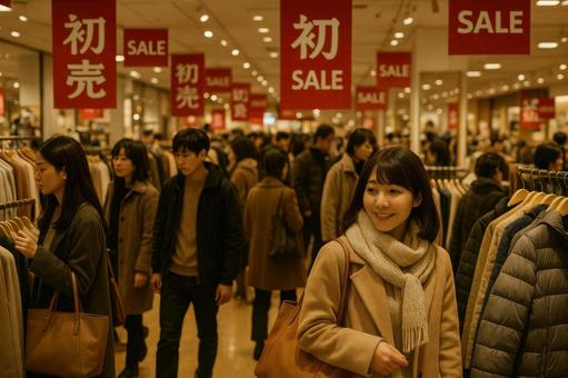百貨店の初売り風景 百貨店の初売り風景の写真