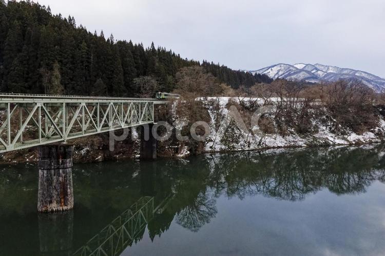 只見線第二橋梁 鉄道,鉄橋,会津の写真素材