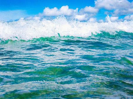 波と青空 波,海,サーフィンの写真素材