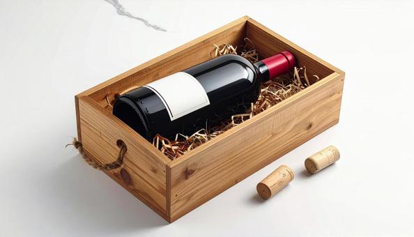 ボジョレーヌーボー解禁　赤ワインと木箱の写真