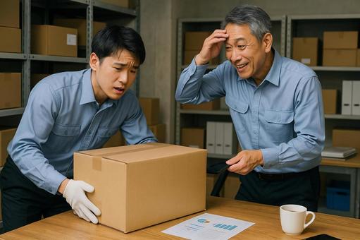 倉庫で荷物を確認 倉庫で荷物を確認の写真