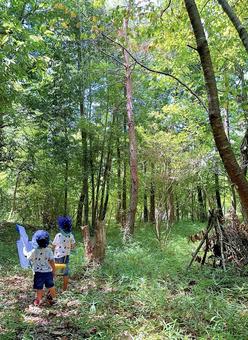 Photo, children&#39;s summer vacation, summer vacation, insect catching, 