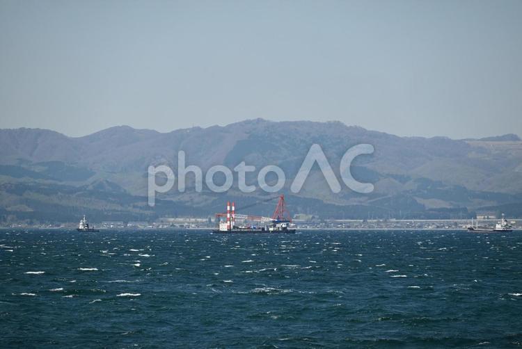 海上の何か 函館,海上,景色の写真素材
