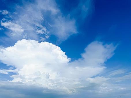 夏の青空に浮かぶもくもく雲 夏の青空に浮かぶもくもく雲の写真