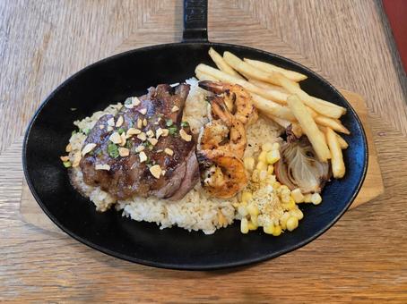 ランチ　BBQステーキ ランチ,食事,グルメの写真素材