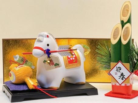 正月飾り 2026年,正月飾り,午年の写真素材