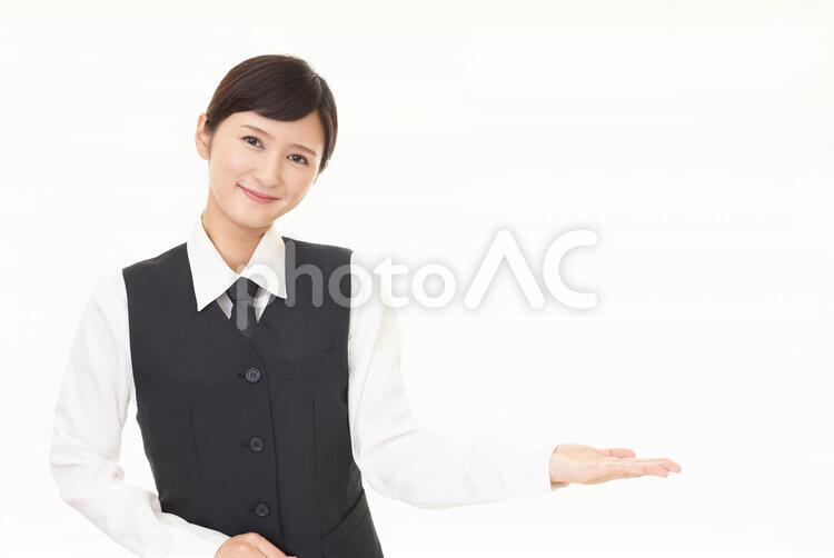 案内する笑顔のビジネスウーマン 女性,ビジネスウーマン,女の写真素材