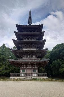京都府-醍醐寺-国宝-五重塔 京都府-醍醐寺-国宝-五重塔 醍醐寺,寺,深雪山の写真素材