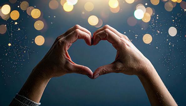 手をハートの形にする 手をハートの形にするの写真