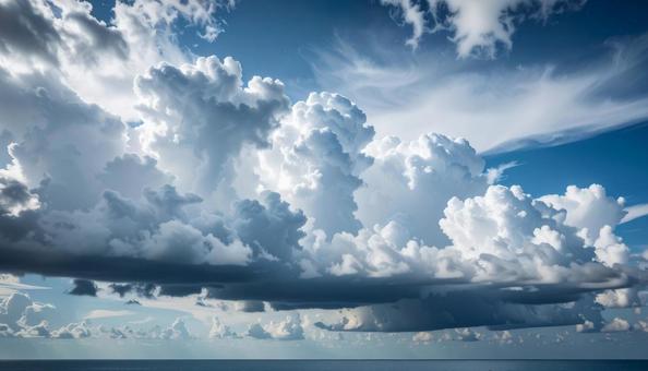 青空と灰色の雲 層雲 青空と灰色の雲 層雲の写真