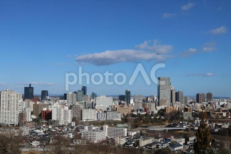 仙台城からの眺め 仙台,仙台市,仙台市街の写真素材