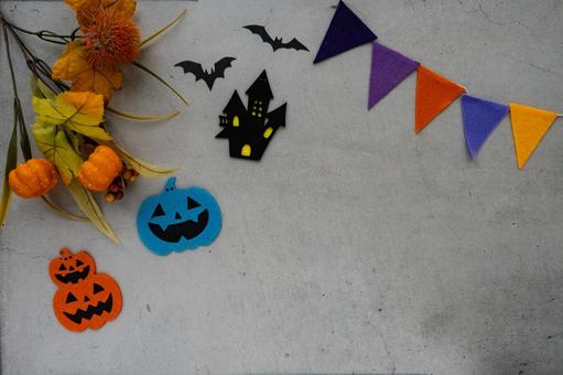 コンクリ背景のハロウィンデコレーション コンクリ背景のハロウィンデコレーション ハロウィン,ジャックオランタン,かぼちゃの写真素材