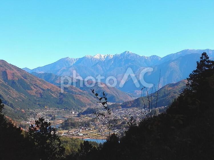恋路峠から見た中央アルプス 中央アルプス,風景,自然の写真素材