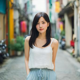 夏の日のポートレート:歴史を感じる街並み 夏の日のポートレート:歴史を感じる街並みの写真