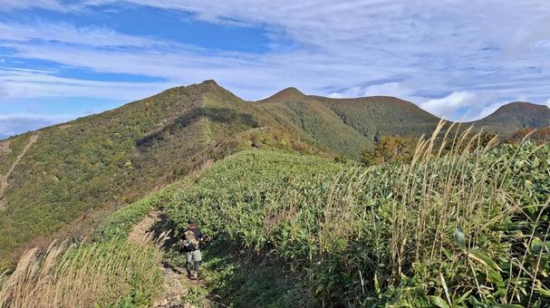 縦走路を歩く登山者 縦走路を歩く登山者 登山,縦走,登山者の写真素材