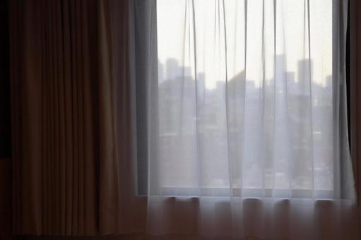 レースのカーテンの窓のある部屋 レース,カーテン,窓の写真素材