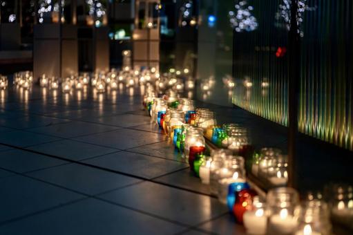 Fantastic candles lit at an outdoor event, JPG Fantastic candles lit at an outdoor event, JPG