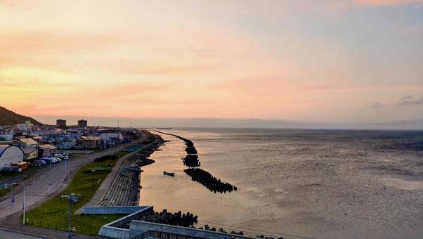 稚内の海の夕焼け 北海道,海,夕焼けの写真素材