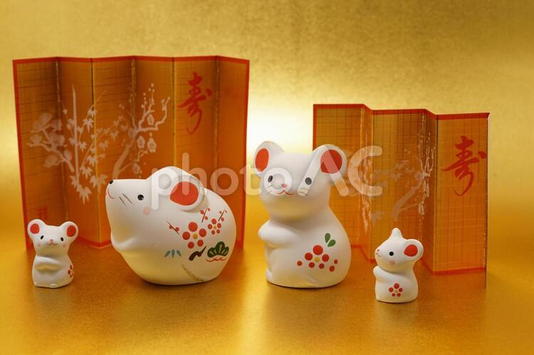 ねずみ年年賀状素材（年賀状素材・正月素材） 年賀状素材,子年,ねずみ年の写真素材