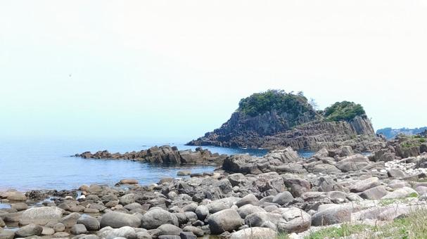 日本海 日本海,岩場,海の写真素材
