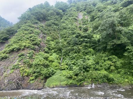 雨の日の清津峡渓谷 雨,雨の日,雨の日の清津峡の写真素材