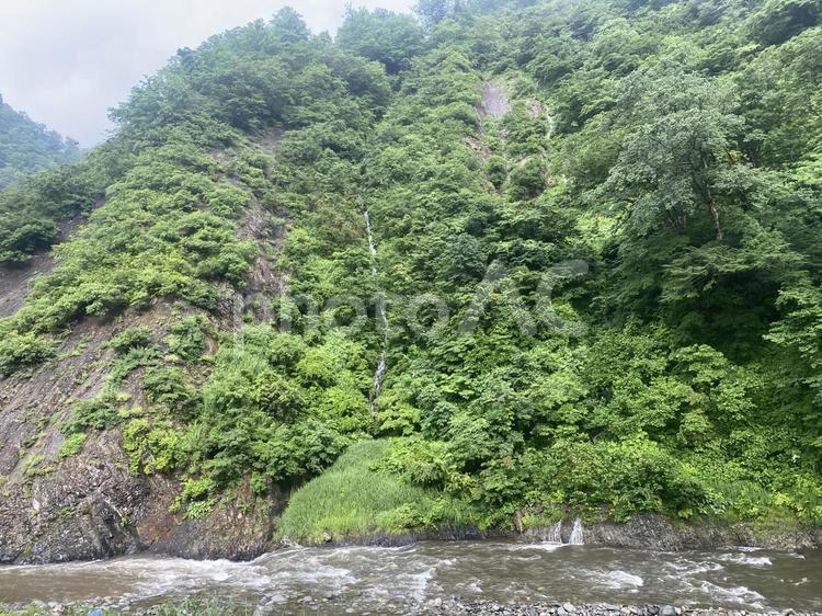 雨の日の清津峡渓谷 雨,雨の日,雨の日の清津峡の写真素材
