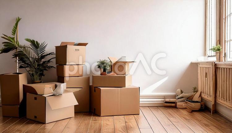 引越しの荷造り　荷解き　断捨離 引越し,ダンボール,箱の写真素材