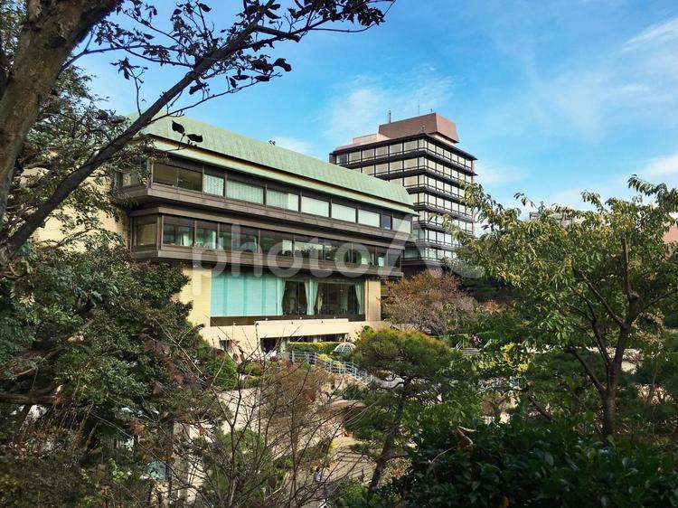日本庭園と建物 日本庭園,建物,公園の写真素材