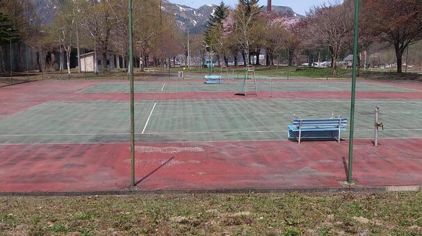 公園のテニスコート テニスコート,公園,新潟県の写真素材