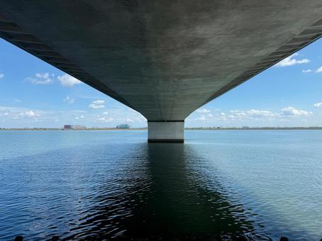 伊勢湾岸道の木曽川橋下 伊勢湾岸道,木曽川橋,木曽川の写真素材