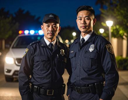 深夜に駆けつけてきた民間警備会社の警備員 深夜に駆けつけてきた民間警備会社の警備員の写真