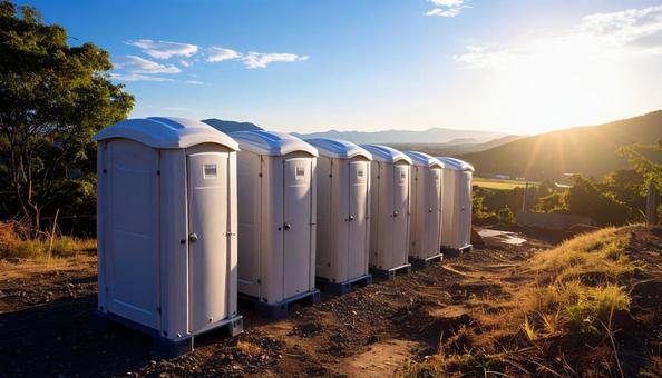 工事現場の簡易トイレ 工事現場の簡易トイレの写真