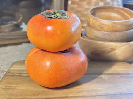 柿 柿,種無し柿,四角いの写真素材