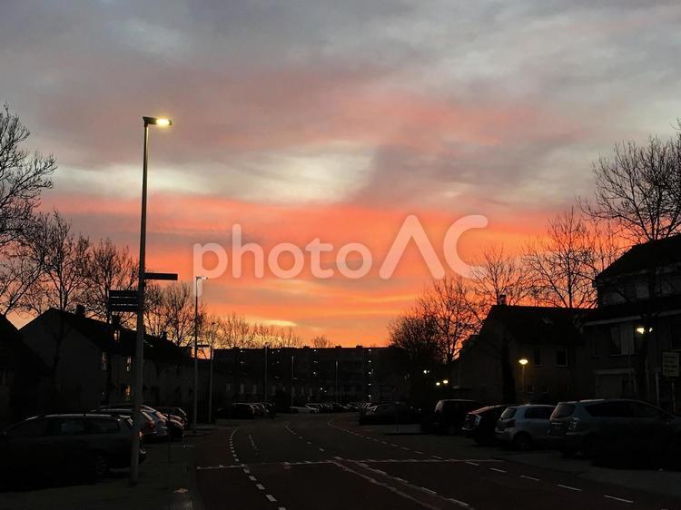 オランダの夕暮れ 夕暮れ,オランダ,空の写真素材