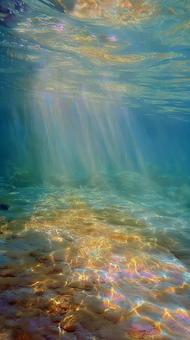 水底を照らす太陽光 水底を照らす太陽光の写真