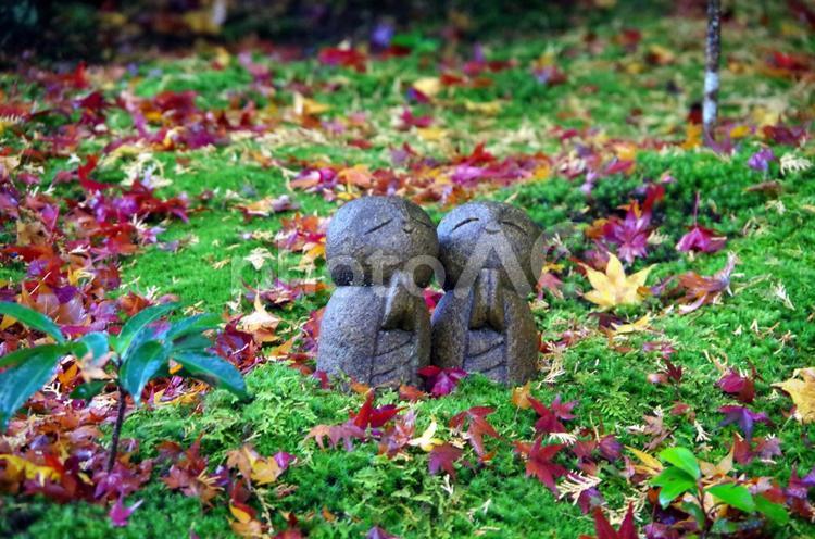 詩仙堂　お地蔵さま（パターン3）　紅葉シーズン（京都府） お地蔵様,お地蔵さま,おじぞうの写真素材