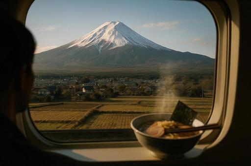 富士山と列車のラーメン旅 富士山と列車のラーメン旅の写真