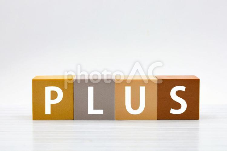 PLUS(プラス）の文字ブロック プラス,plus,加えるの写真素材