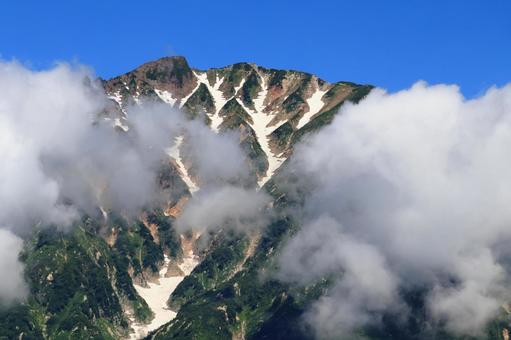 白い雲と青空の立山連峰 白い雲と青空の立山連峰の写真