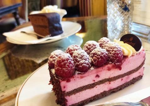 Raspberry cake and Sachertorte, JPG