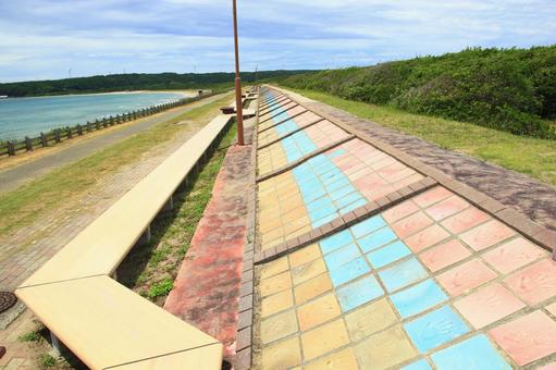 世界一長いベンチ サンセットヒルイン増穂,世界一長いベンチ,観光名所の写真素材