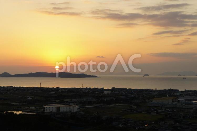 瀬戸内海の夕日2 夕日,愛媛,海の写真素材