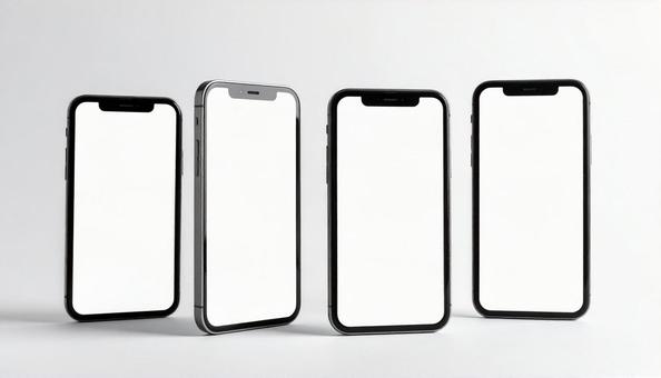 複数のスマートフォンのモックアップ 複数のスマートフォンのモックアップの写真