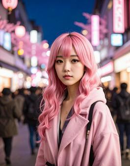 夜の電気街・黒レースコスの彼女 夜の電気街・黒レースコスの彼女の写真