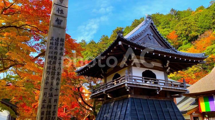 滋賀県・紅葉の近江「永源寺」の秋（鐘楼） 紅葉,秋,近江の写真素材