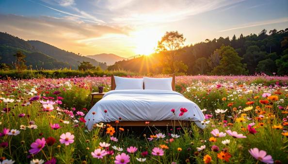 夢見るコスモス畑の朝 夢見るコスモス畑の朝の写真