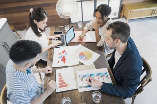 Businessmen meeting in a casual office space Businessmen meeting in a casual office space
