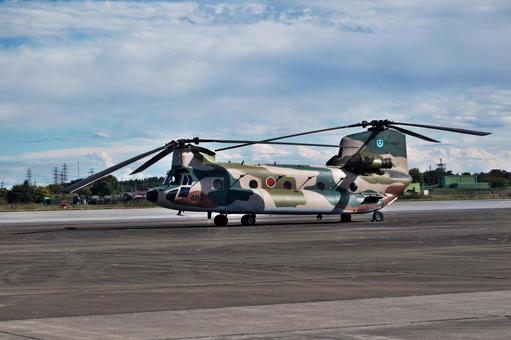 入間航空祭　CH-47J　輸送ヘリ 入間基地,航空祭,航空自衛隊の写真素材