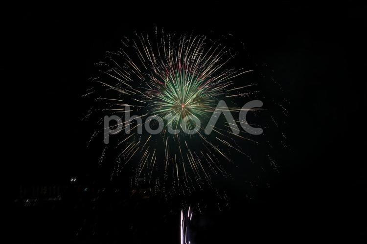 夜空に咲く一輪の華 花火,打ち上げ花火,夜空の写真素材