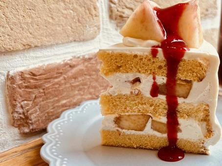 桃のケーキ 桃のケーキの写真